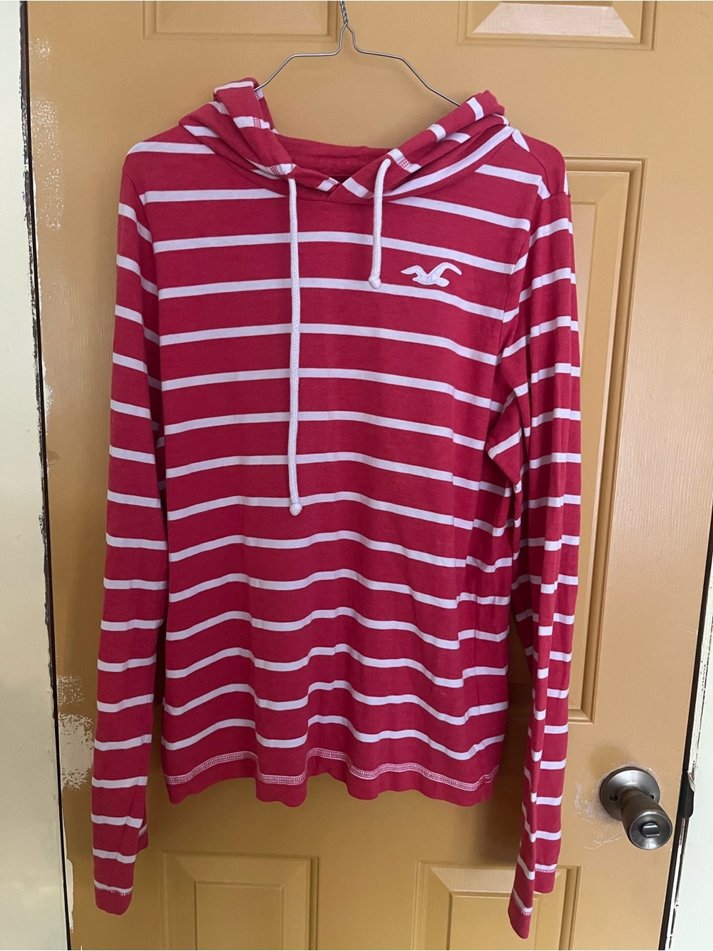 Hollister Pink and White Striped Long-Sleeve Shirt